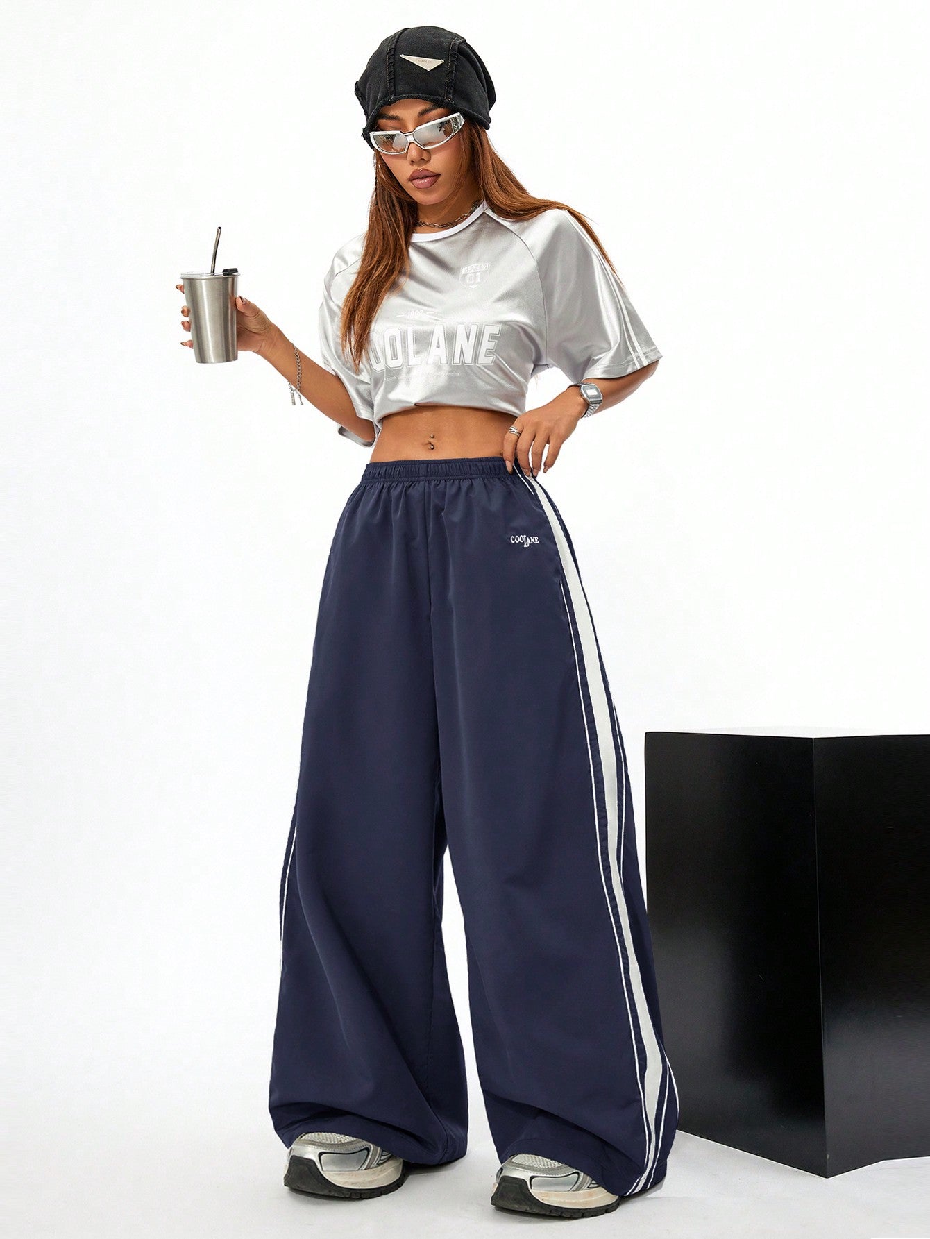 Coolane Women'S Spring/Summer Casual Sport Hip Hop Banded Texture Decoration Sweatpants