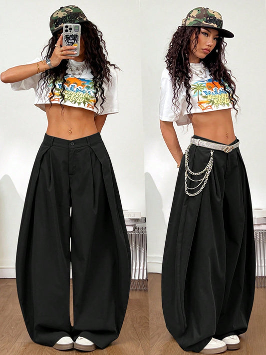 Coolane Women'S Summer Vintage Back to School Casual Hippie Street Oversized Black Cargo Pants